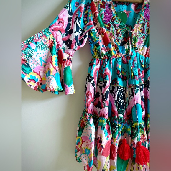 NWT Antica Sartoria Giacomo Cinque Sequin Tassel Italian Capri Mini Sun Dress - Picture 6 of 9